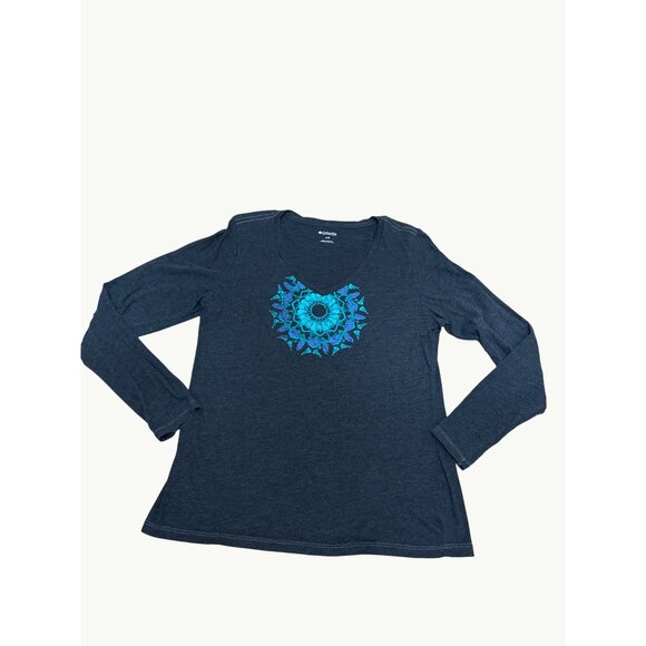 Columbia Womens Sports Company Graphic Tee Sz Large Dark Gray Cotton Poly Blend - Picture 7 of 7